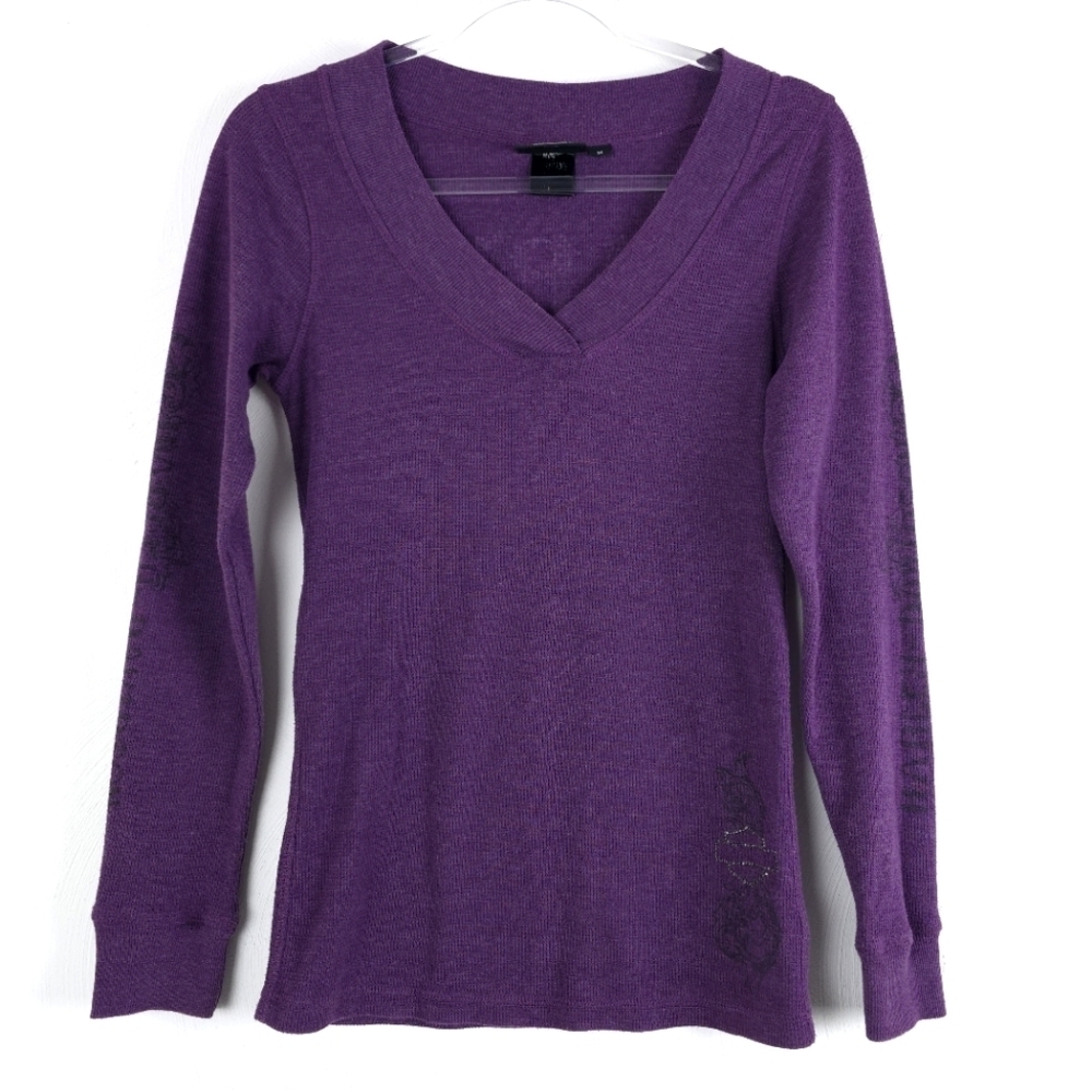 Harley Davidson Purple Rhinestone thermal V neck size Medium
